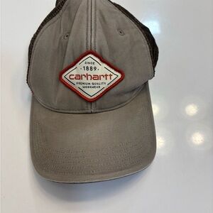 Carhartt Men’s Adjustable Canvas Mesh Back  Hat in Tan and Brown